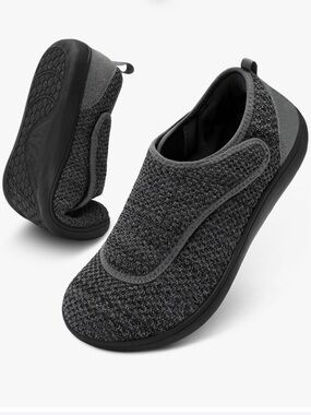 Mens Walking Wide Diabetic  Shoes Adjustable Swollen Feet Neuropathy 46(11)